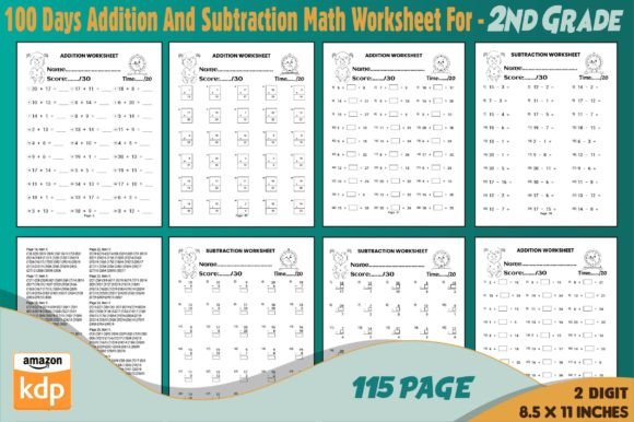 Addition Subtraction Math Worksheet Graphics for 2nd Grade Products