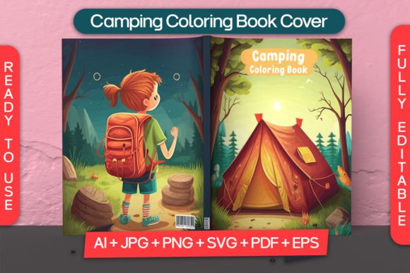 Camping Coloring Book Cover: A Graphic Asset for Editorial Design