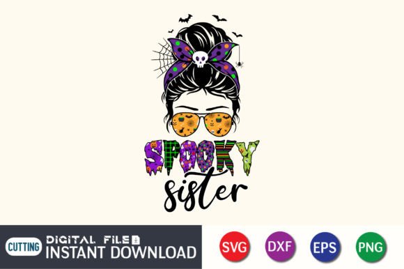 Crafting a Spooky Sister Messy Bun Graphic for Seasonal Projects