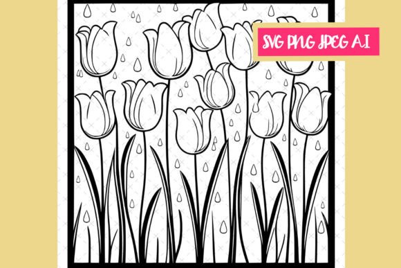 Crafting Elegance: Tulips Background for Graphics & Coloring Pages
