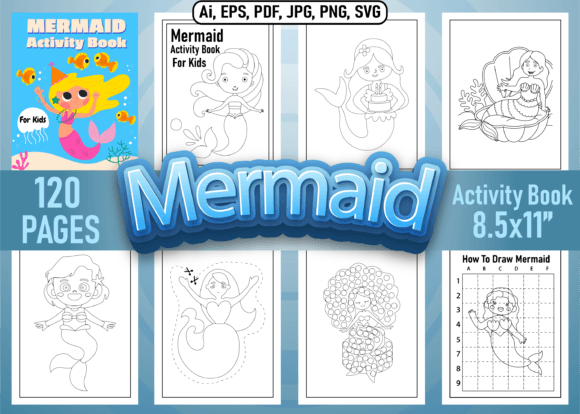 Mermaid Activity Pages: A Vibrant Graphics Asset for Kids