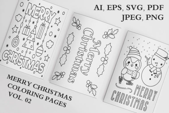 Merry Christmas Coloring Pages Vol. 02: A Graphics Asset for Seasonal Sales