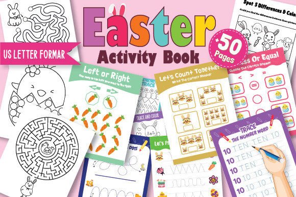Reviewing the Easter Kids Activity Book Graphic Design Asset