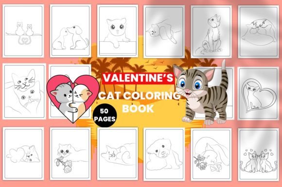 Valentine's Cute Animals Coloring Pages for Embroidery